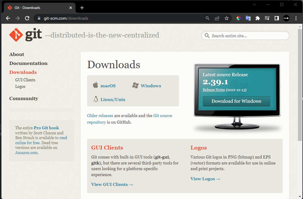 tempat website resmi download git untuk windows