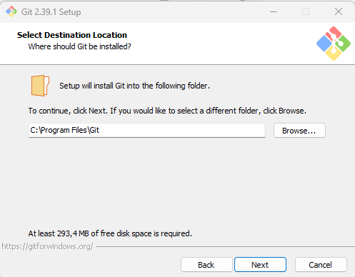 tampilan installer git di windows, kilik next, pilih tempat installer