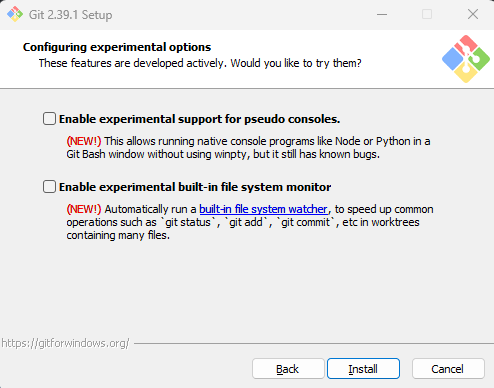 tampilan installer git di windows, pilihan opsi config