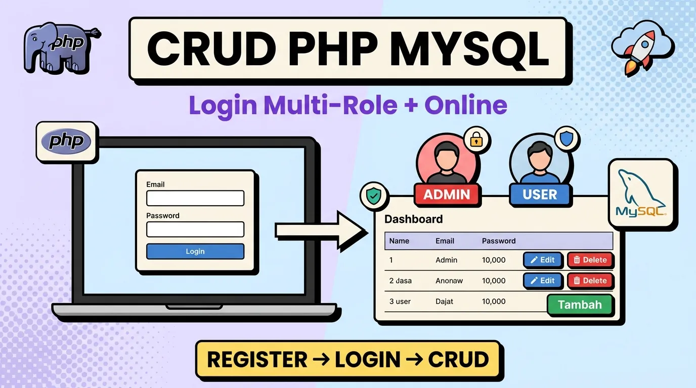 Belajar CRUD PHP MySQL dari 0 Sampai Online: Login Multi-Role + Konsep IPO