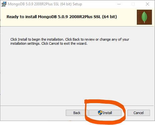 layar ready to install mongodb 5 di windows