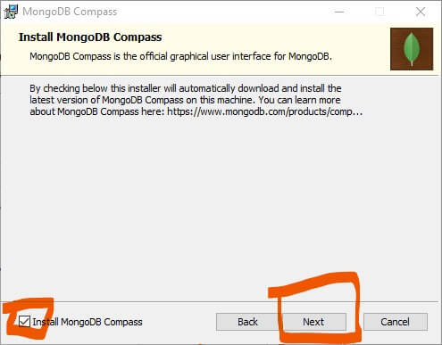 tahap MongoDB Compass install mongodb di windows