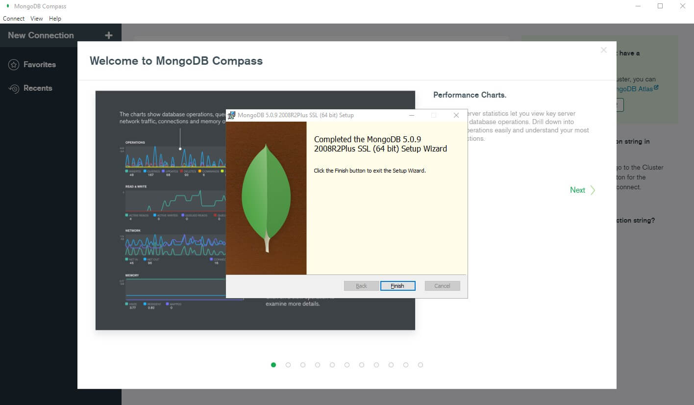 berhasil install mongodb dan compass di windows