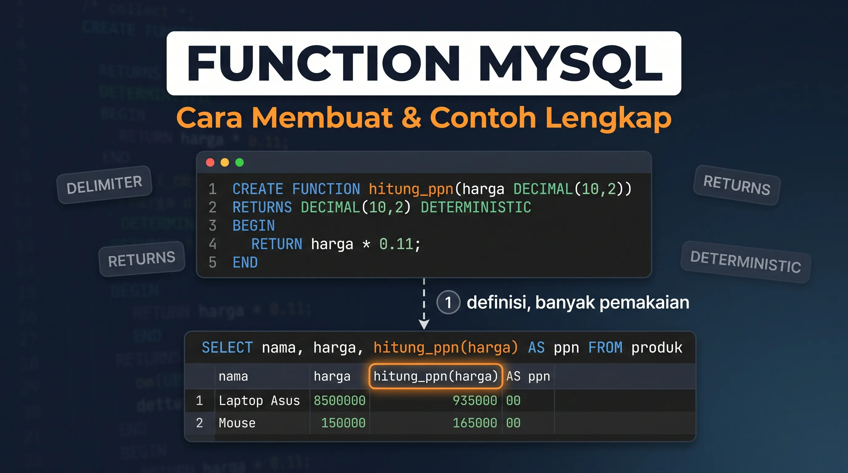 Cara Membuat Function Di Mysql