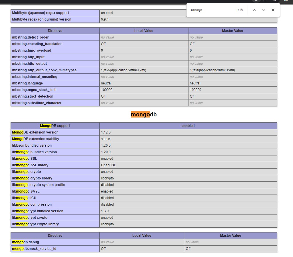 menginstall extension mongodb php berhasil di phpinfo