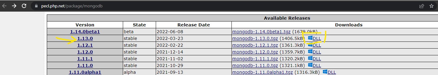 download extension mongodb php